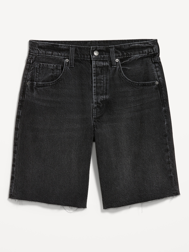 Mid-Rise Baggy Jean Shorts -- 9-inch inseam