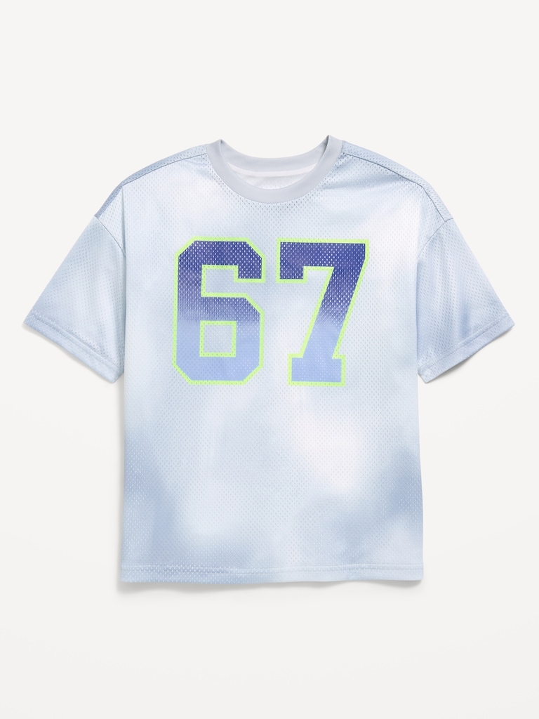 Oversized Mesh Graphic Basketball T-Shirt for Boys