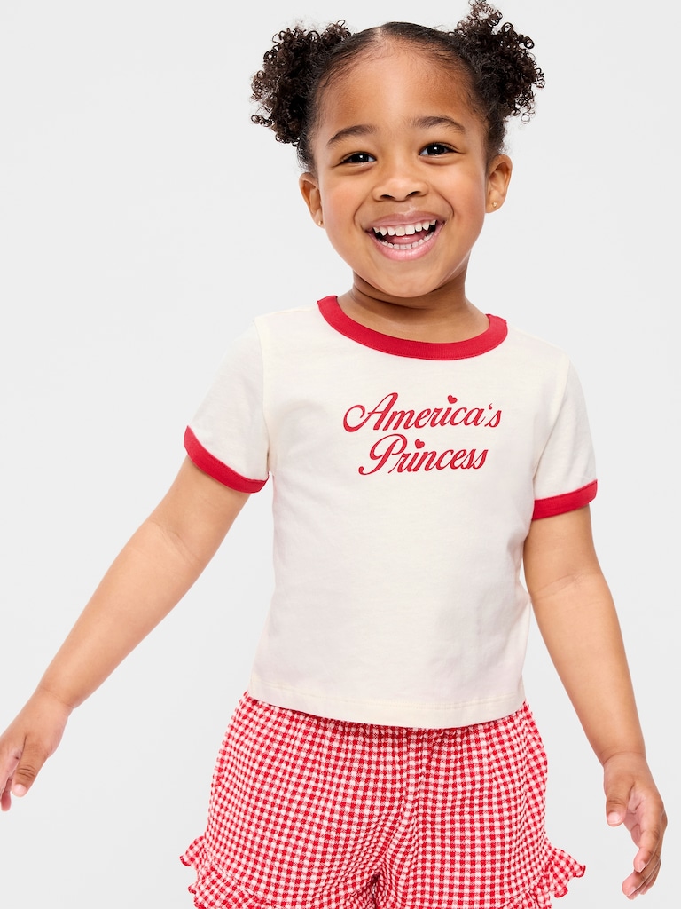 Short-Sleeve Ringer Graphic T-Shirt for Toddler Girls