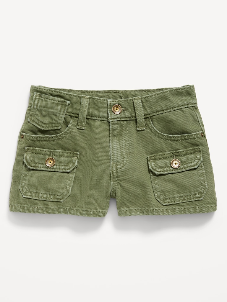 Low-Rise Utility Jean Shorts for Girls