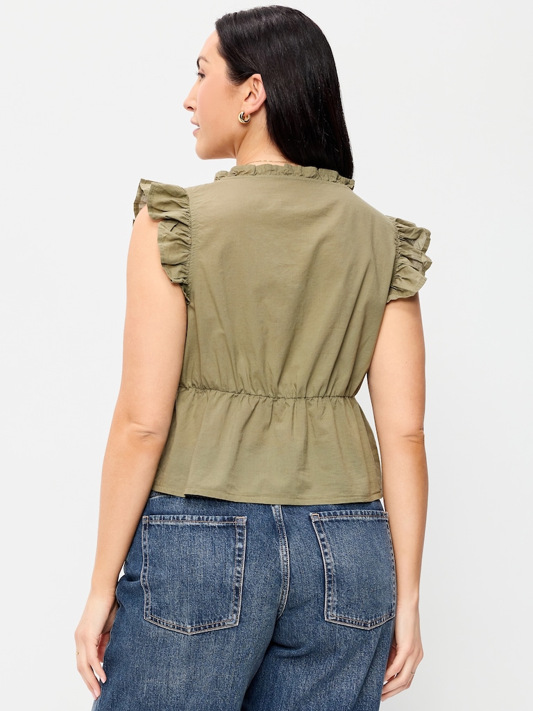 Flutter-Sleeve Emboirdered Top