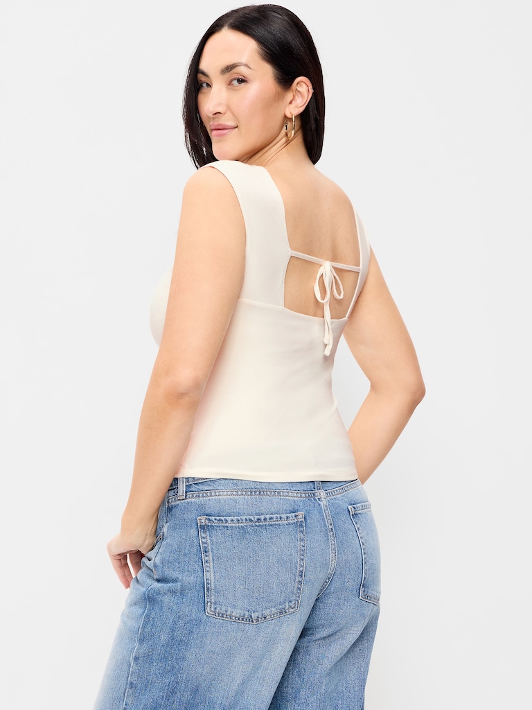 Cap-Sleeve Tie-Back Top