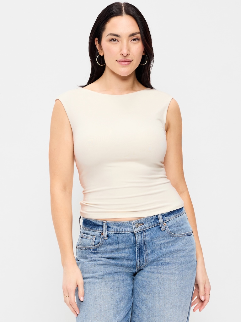 Cap-Sleeve Tie-Back Top