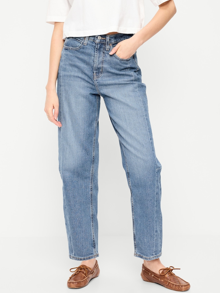 High-Waisted Barrel Ankle Jeans