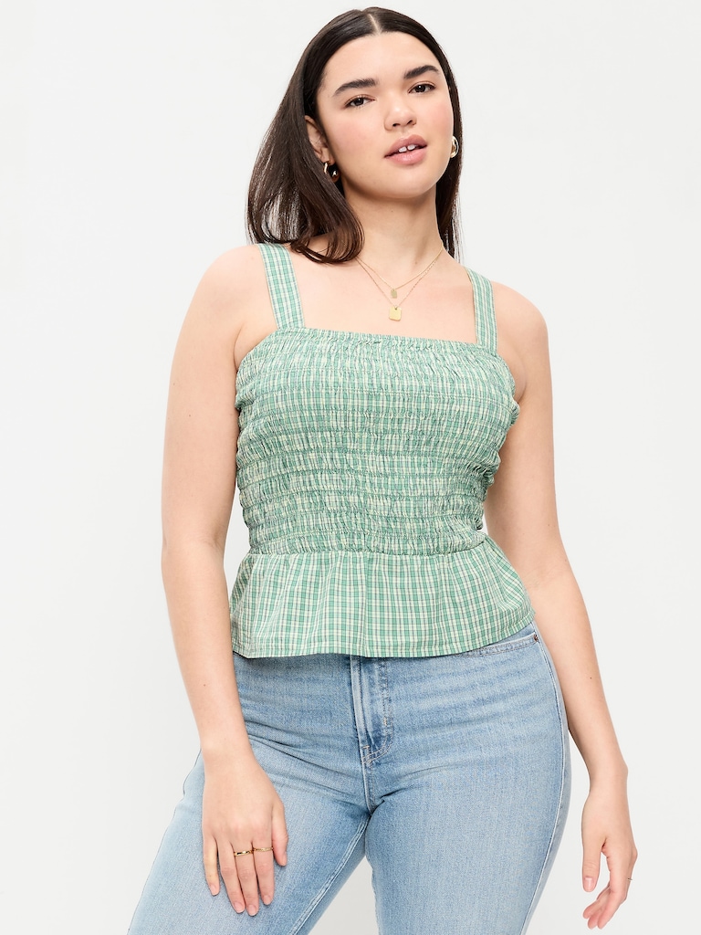 Smocked Peplum Tank Top
