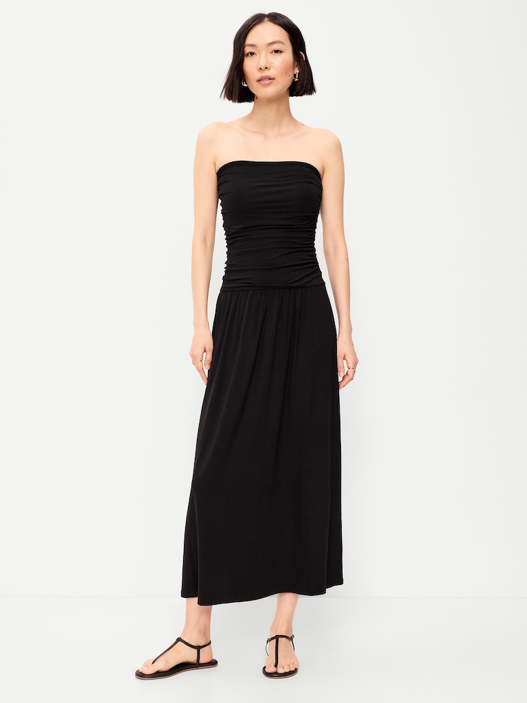 Fit & Flare Drop-Waist Maxi Tube Dress