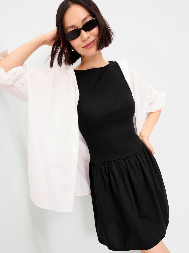 Fit & Flare Drop-Waist Mini Dress