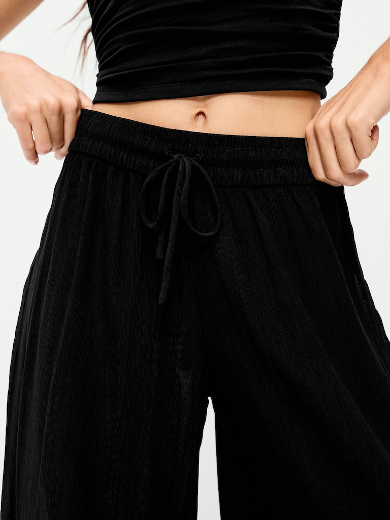 High-Waisted Crinkle Chiffon Harem Pants
