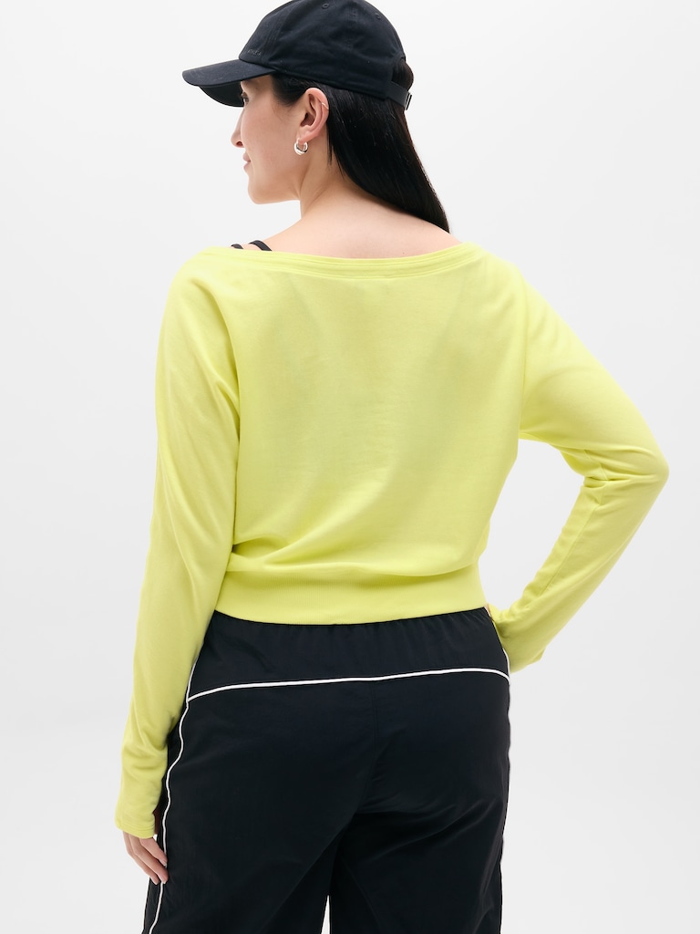 Airy Cotton Terry Boat Neck Sweatshirt