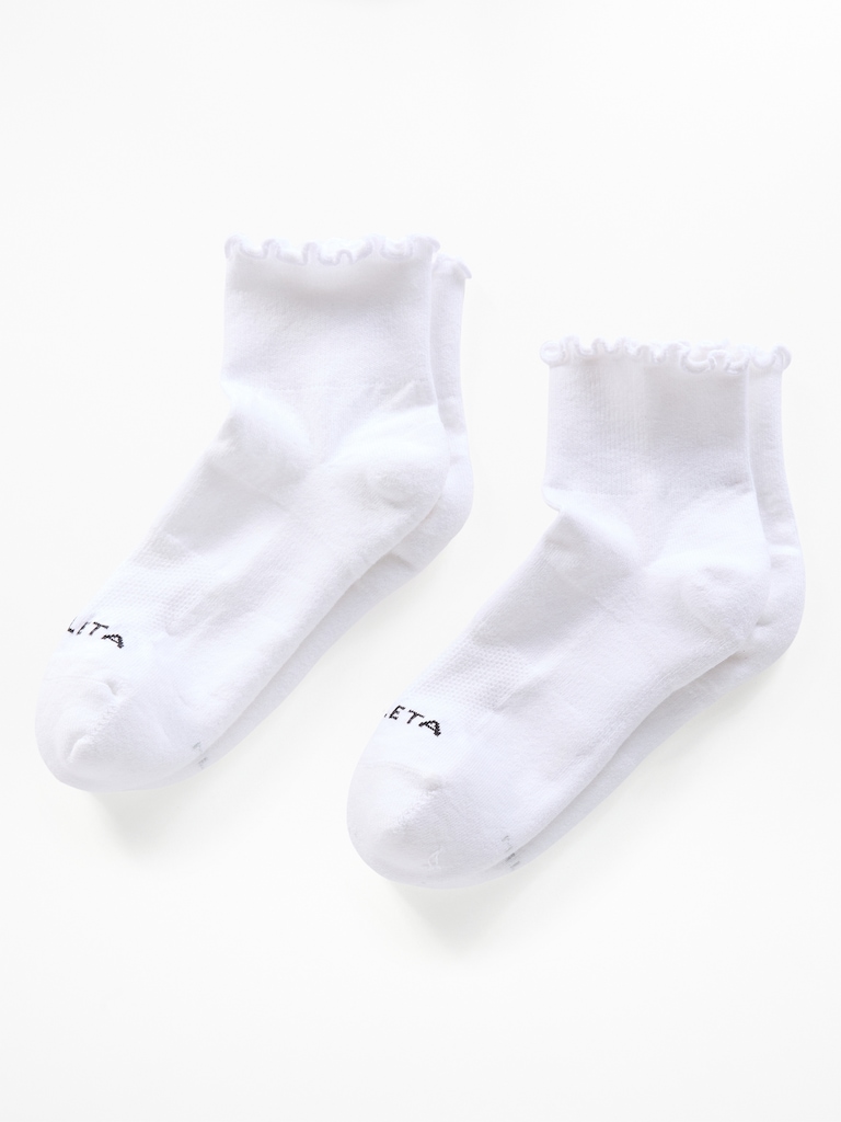 Athleta Ruffle Everyday Quarter Crew Sock 2-Pack