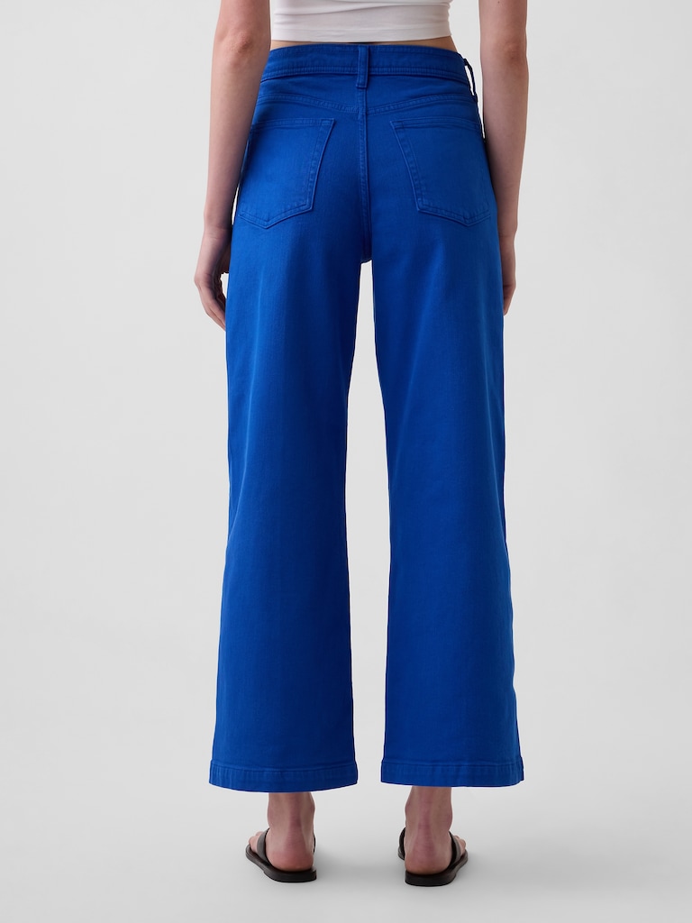 High Rise Stride Wide-Leg Ankle Jeans