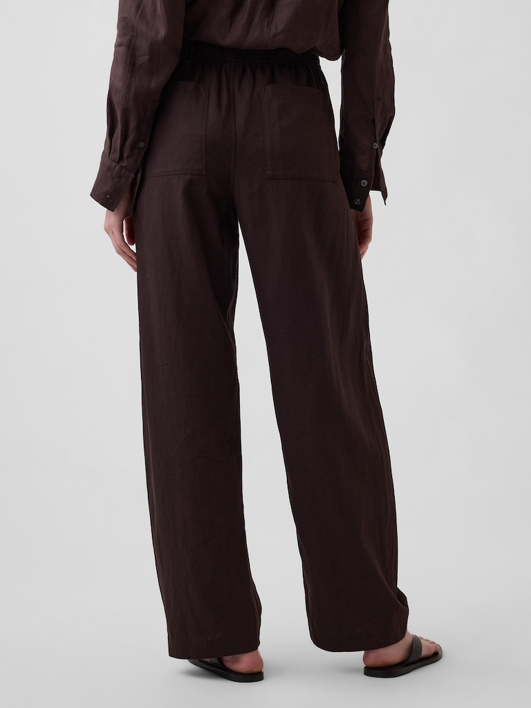 Linen-Blend Easy Barrel Pants