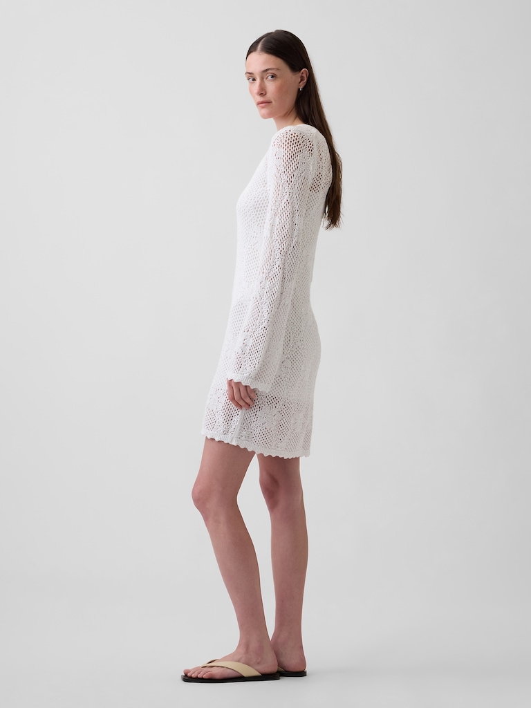 Pointelle Mini Sweater Dress
