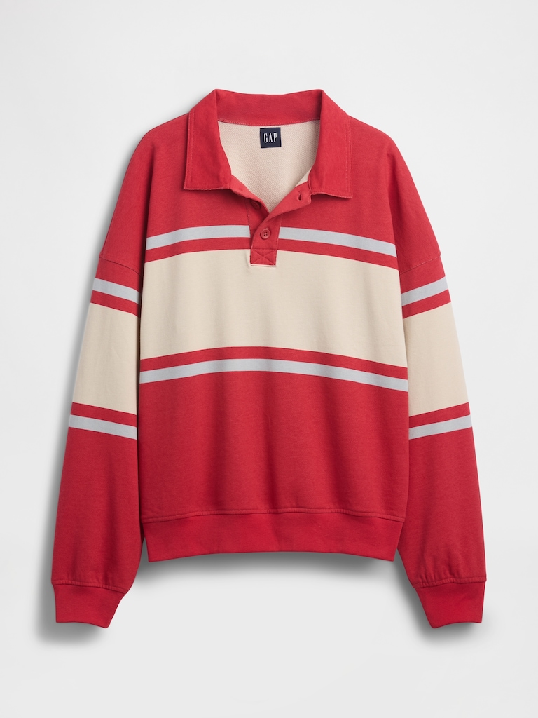 French Terry Oversized Polo Sweatshirt