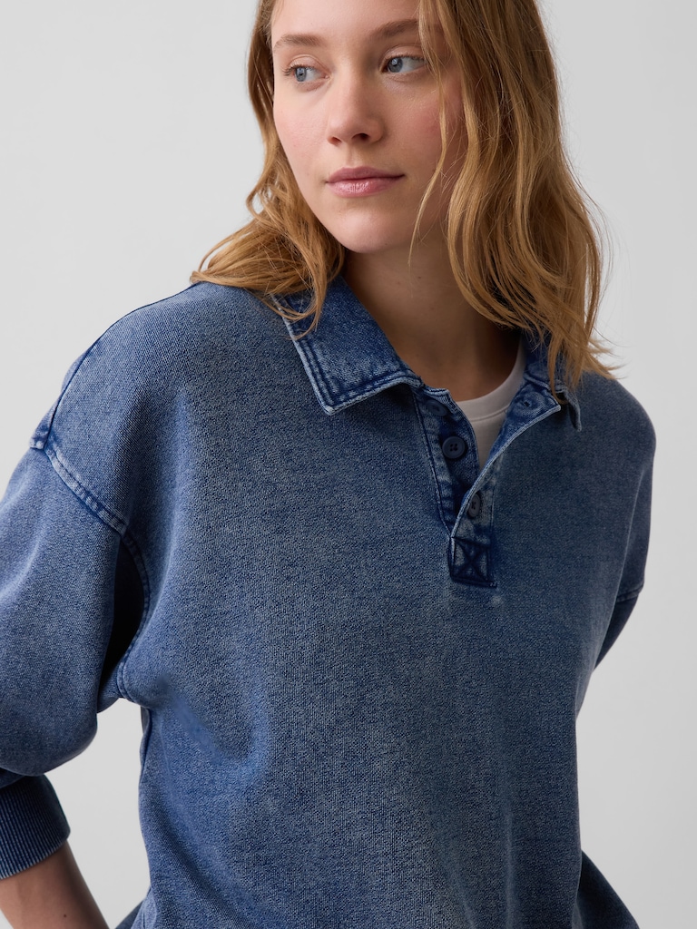 French Terry Oversized Polo Sweatshirt