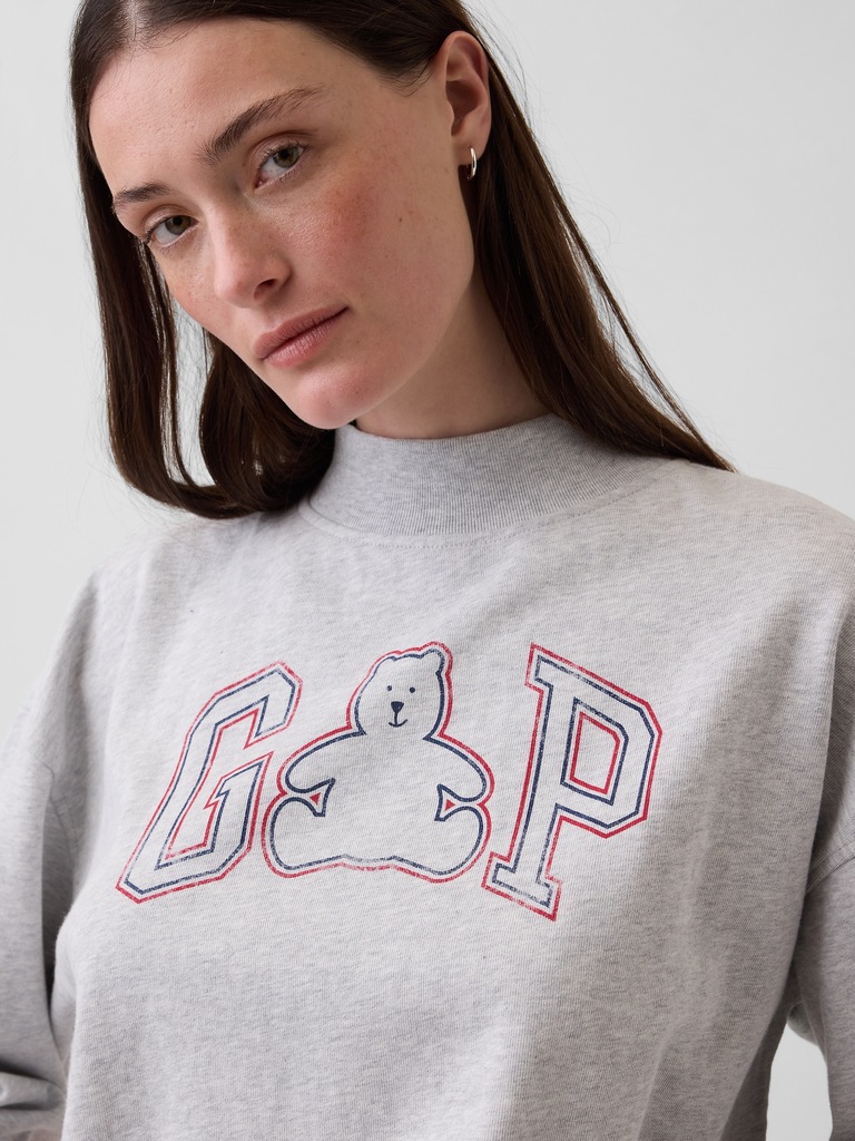 VintageSoft Terry Oversized Mockneck Logo Sweatshirt