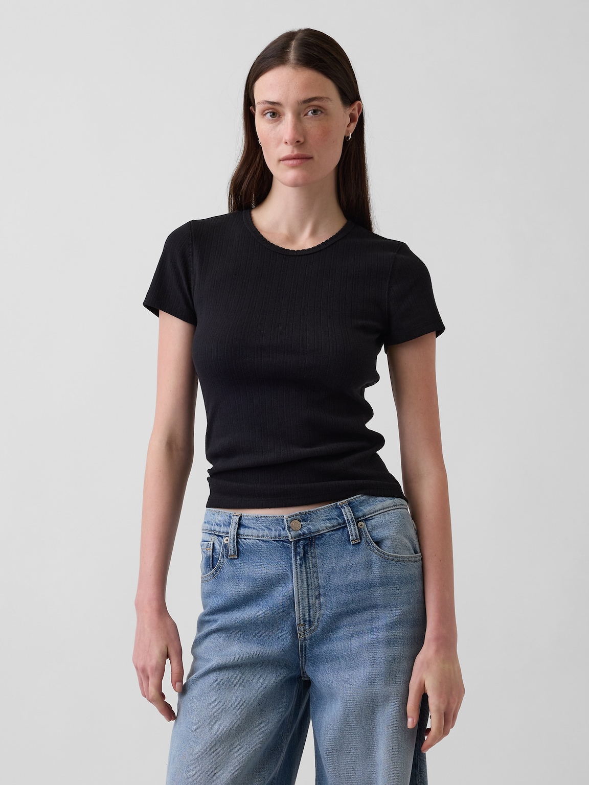 Pointelle Crewneck T-Shirt