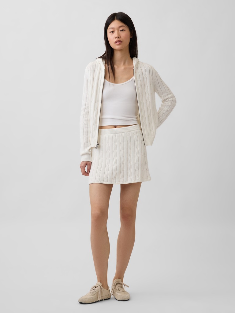 100% Cotton Cable-Knit Mini Skort