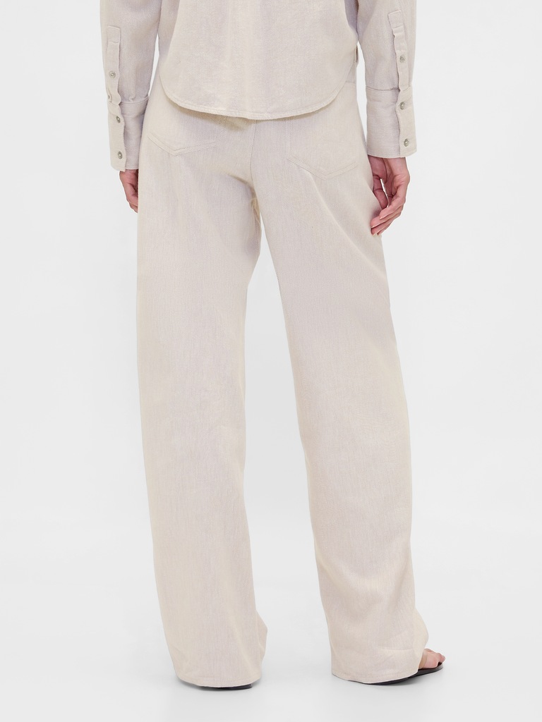 Linen-Cotton Wide-Leg Pants
