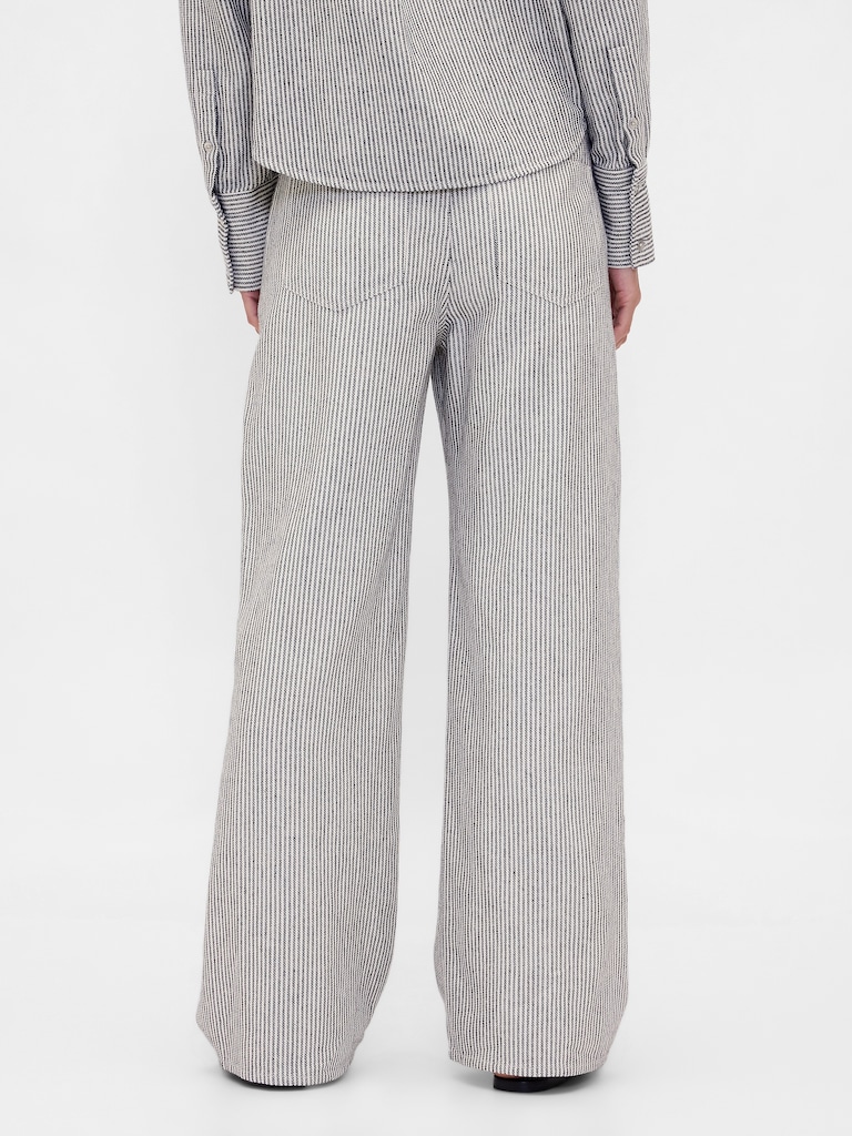 Linen-Cotton Wide-Leg Pants