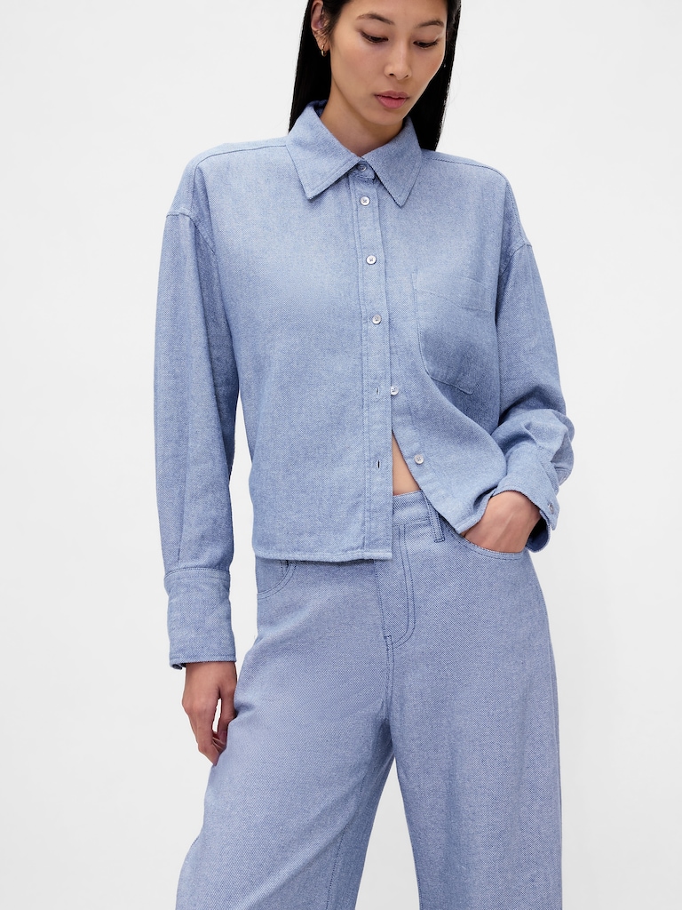 Linen-Cotton Wide-Leg Pants