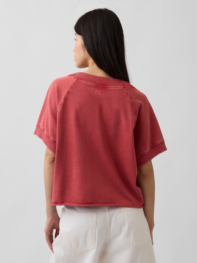 French Terry Oversized V-Neck Sweatshirt