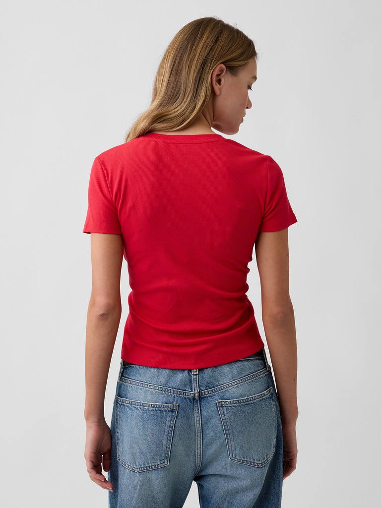 Ribbed Button-Up Top