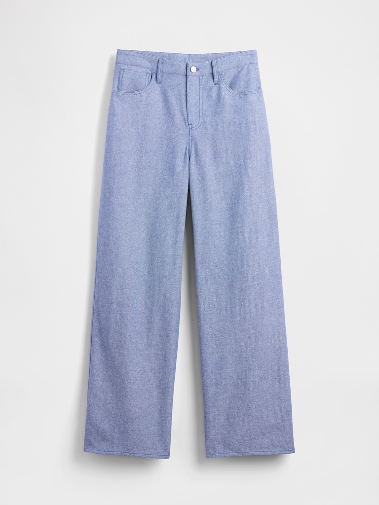 Linen-Cotton Wide-Leg Pants