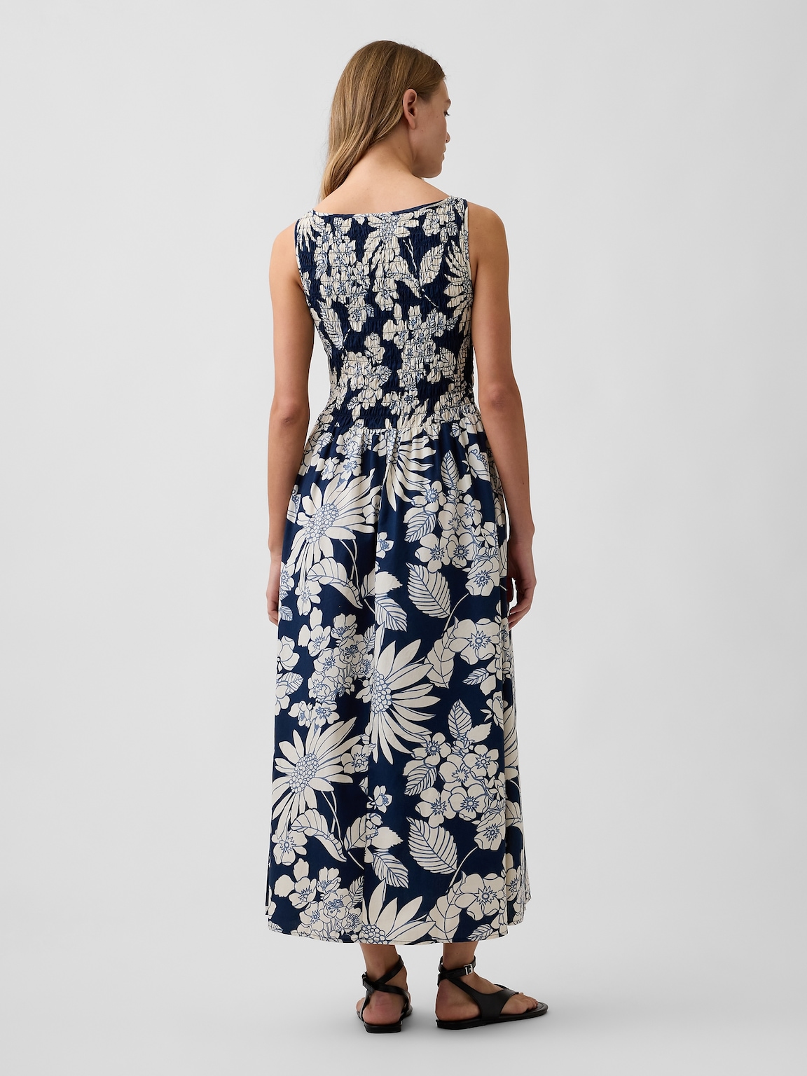 Smocked Boatneck Maxi Dress