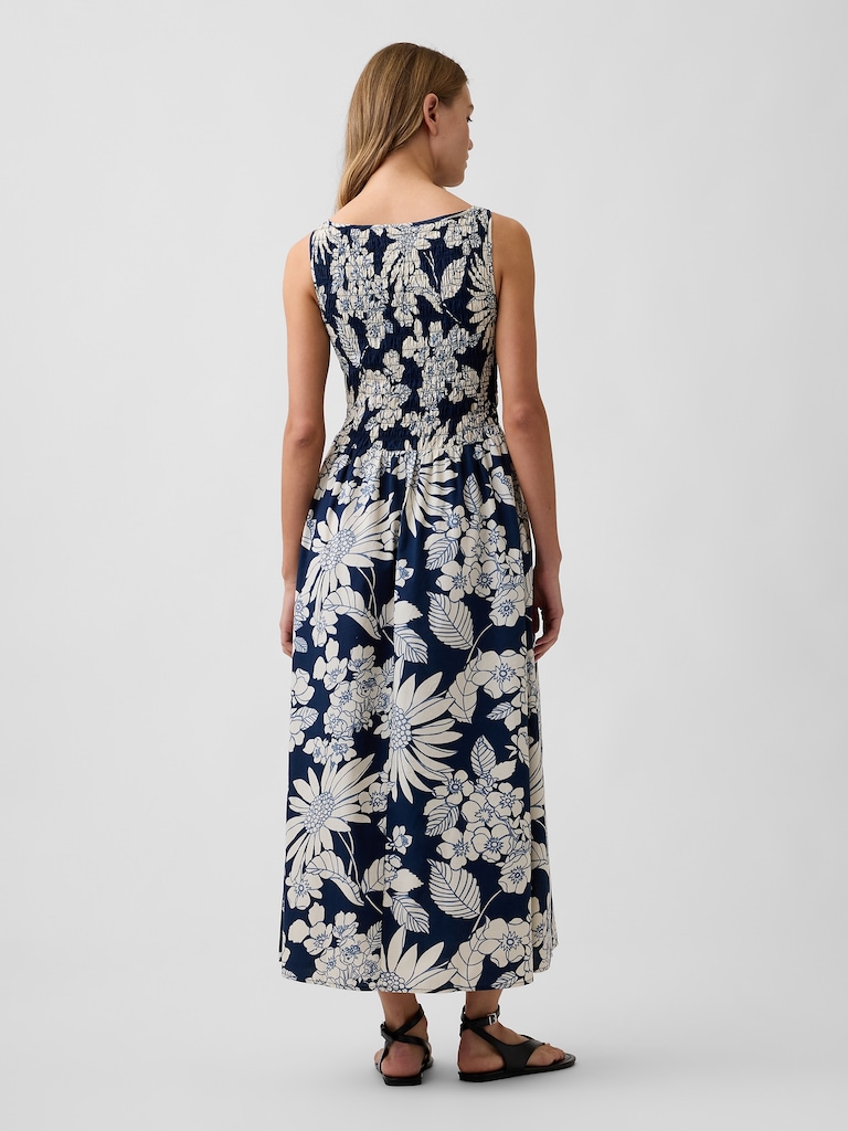 Smocked Boatneck Maxi Dress