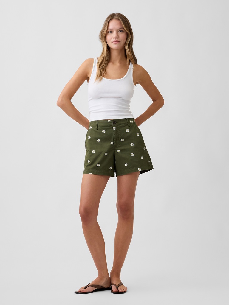 5" Mid Rise Downtown Khaki Shorts