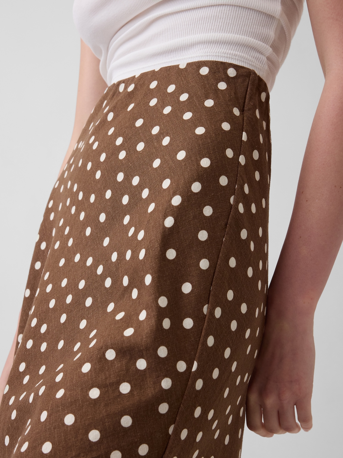 Linen-Blend Maxi Slip Skirt