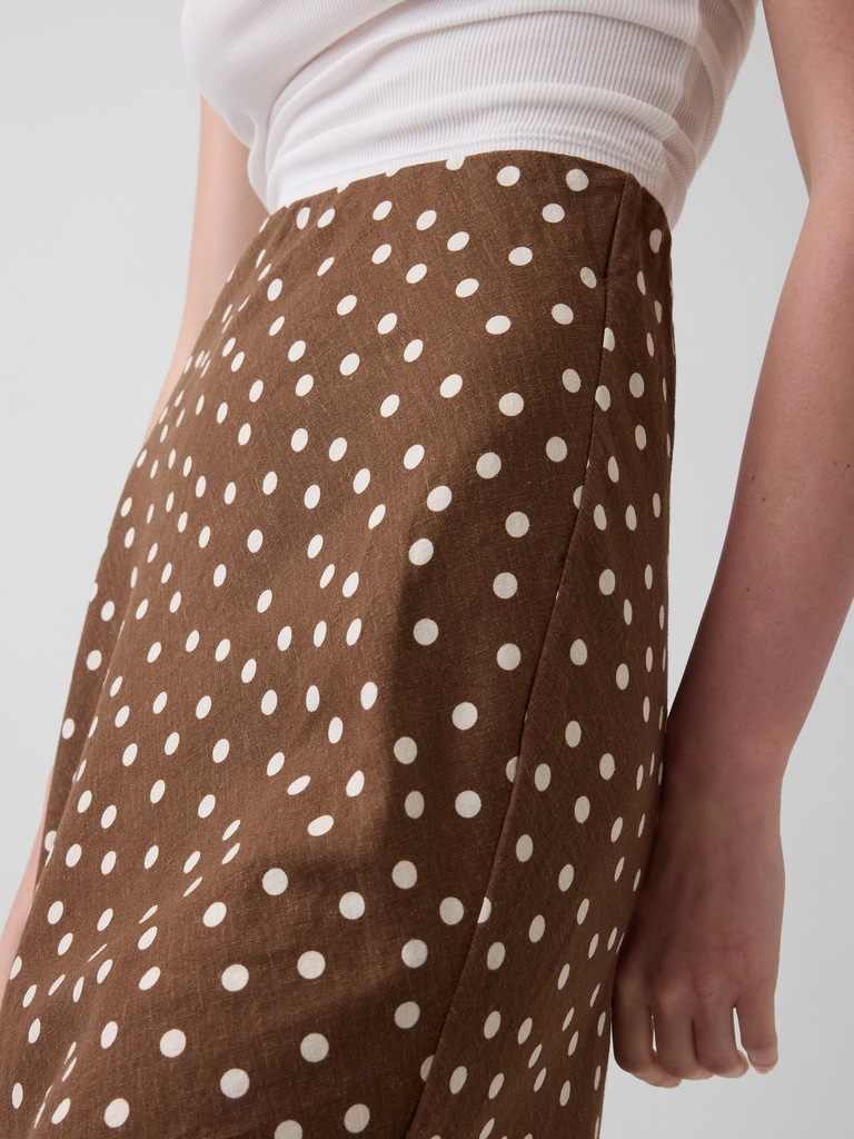 Linen-Blend Maxi Slip Skirt