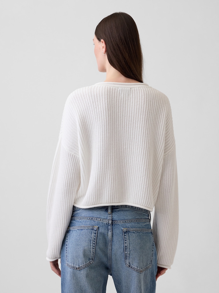 Crochet Oversized Americana Crop Sweater