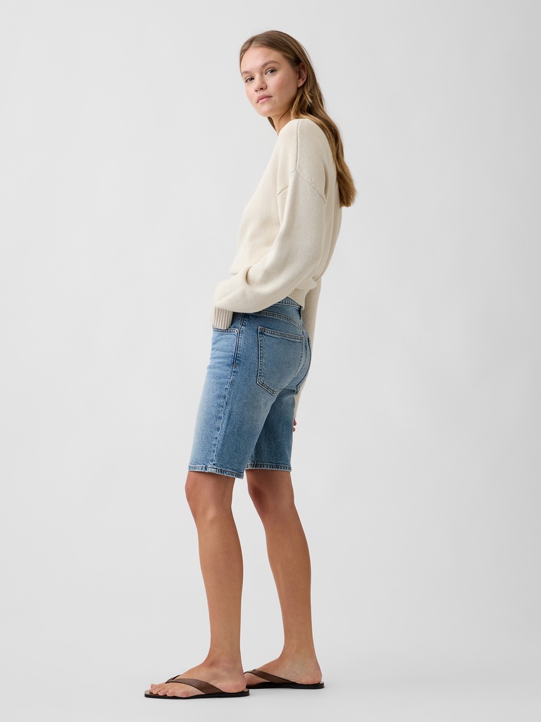 9" Mid Rise Soft Denim Bermuda Shorts