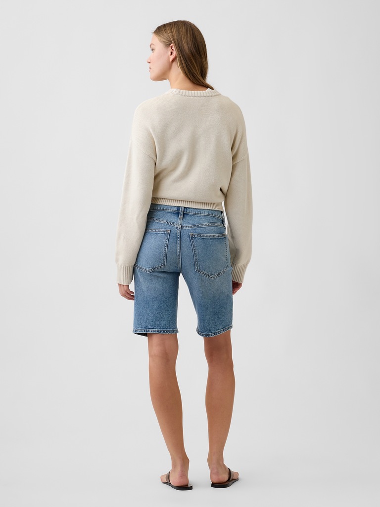 9" Mid Rise Soft Denim Bermuda Shorts