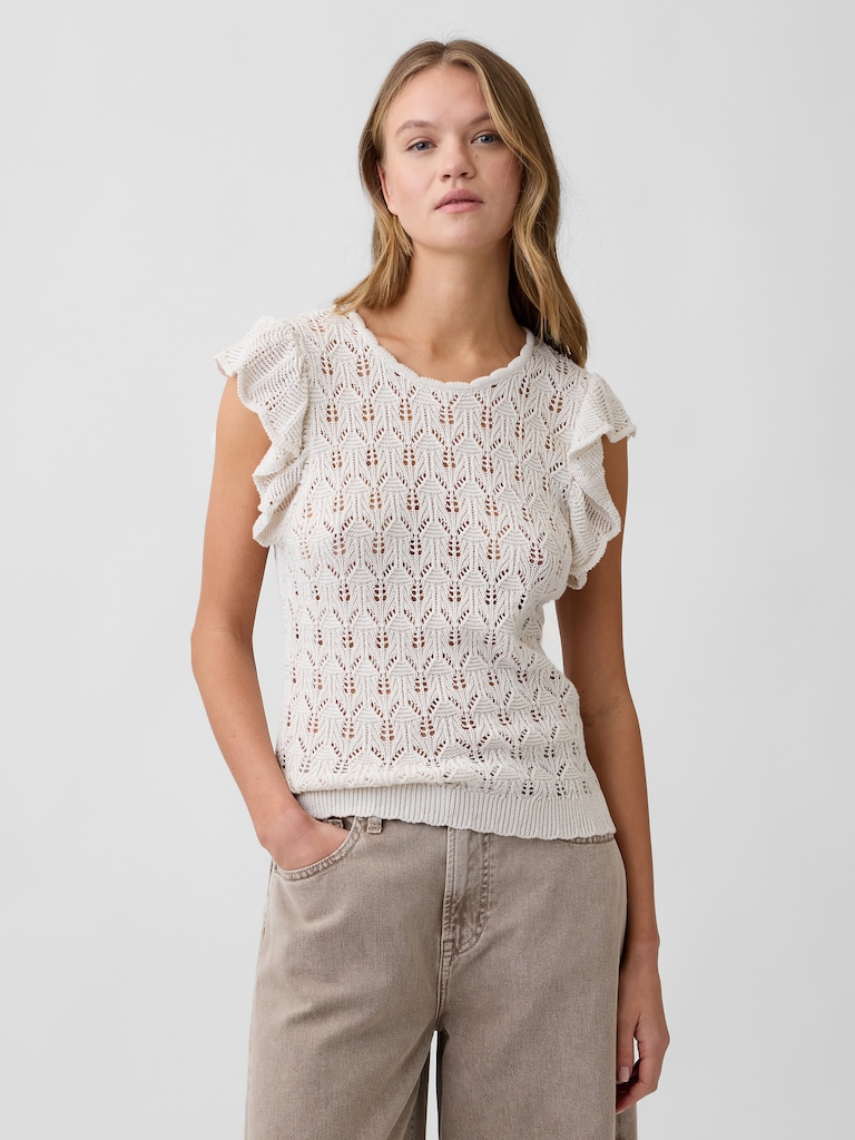 Crochet Flutter Sleeve Top