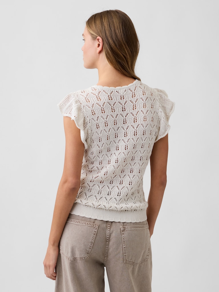 Crochet Flutter Sleeve Top