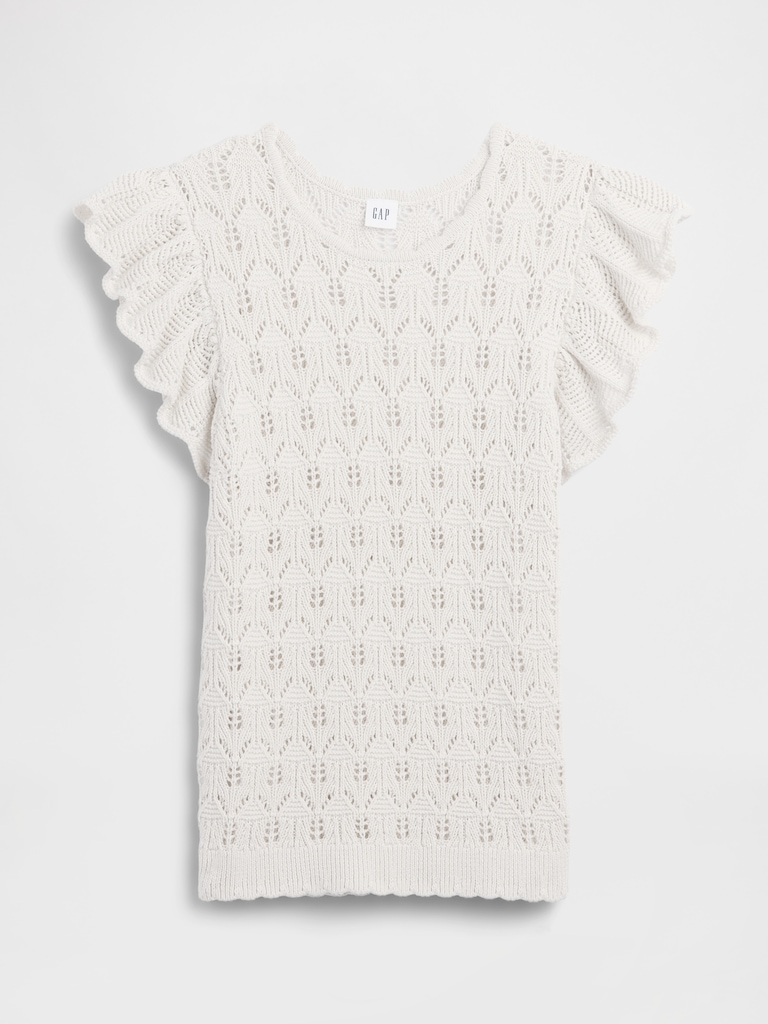 Crochet Flutter Sleeve Top