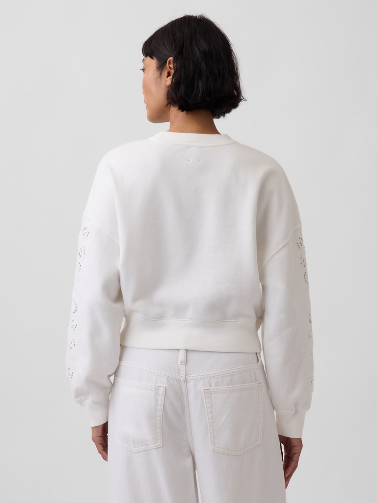 VintageSoft Oversized Eyelet Crop Sweatshirt