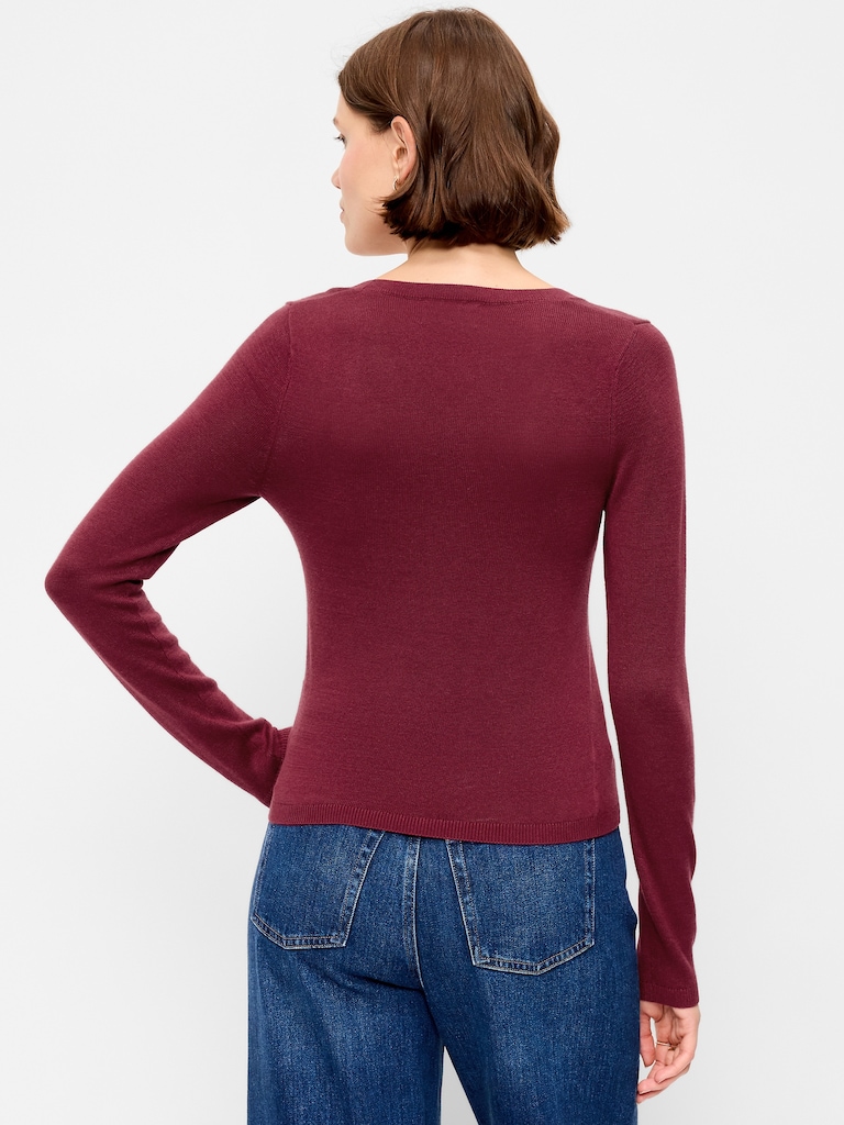 Fitted Scoop-Neck Cropped Jersey Sweater