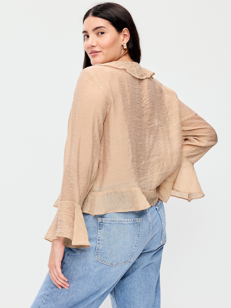 Bell-Sleeve Ruffle Top
