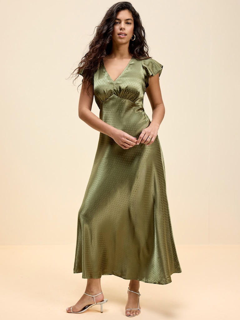 The Occasion by Old Navy Satin Flutter-Sleeve Maxi Dress