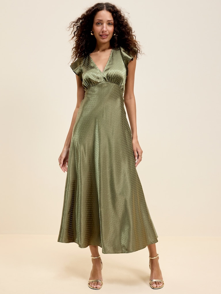 The Occasion by Old Navy Satin Flutter-Sleeve Maxi Dress