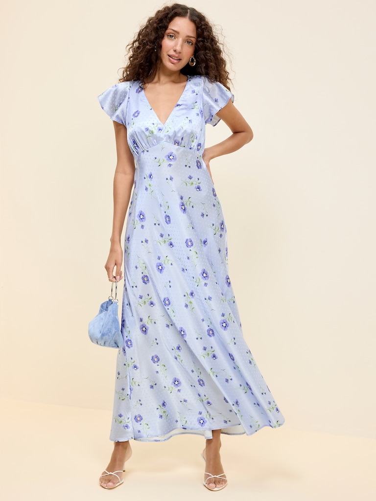 The Occasion by Old Navy Satin Flutter-Sleeve Maxi Dress
