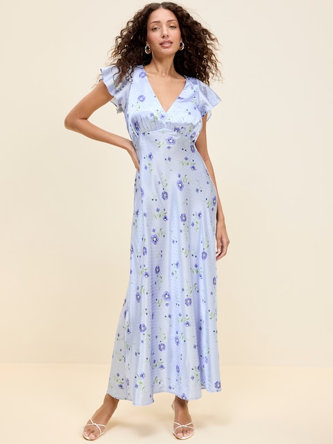 slim fit dress slacks Old Navy Solid Blue Knit Spaghetti Strap Cute Summer Midi Dress main image 0