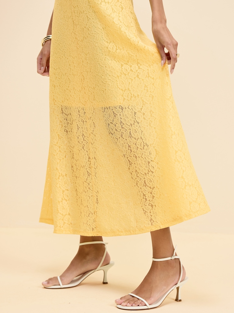 The Occasion by Old Navy Fit & Flare Drop-Waist Lace Maxi Dress