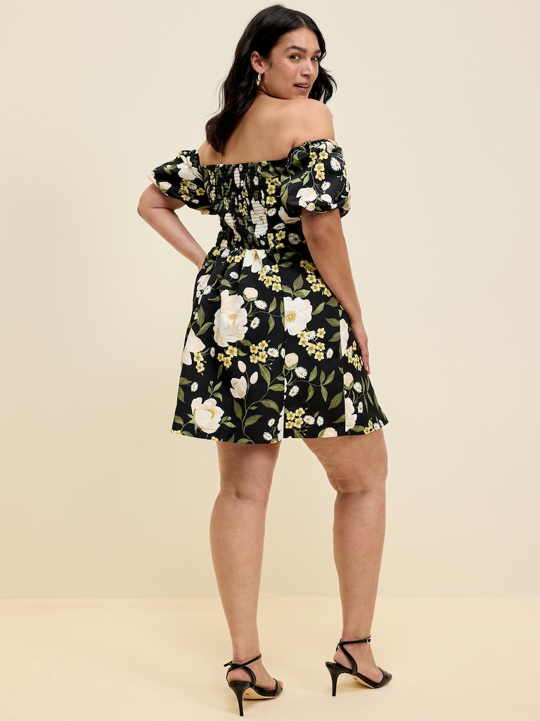 The Occasion by Old Navy Fit & Flare Puff-Sleeve Taffeta Mini Dress