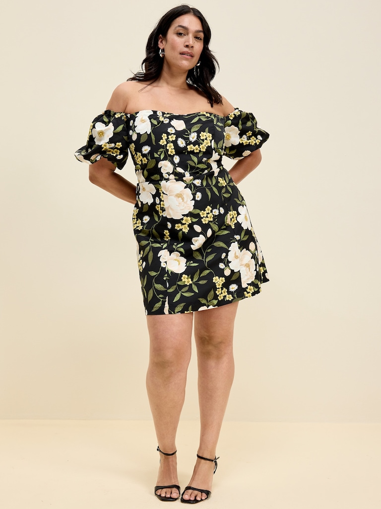 The Occasion by Old Navy Fit & Flare Puff-Sleeve Taffeta Mini Dress