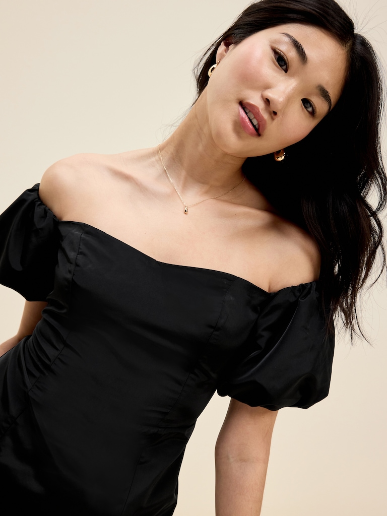 The Occasion by Old Navy Fit & Flare Puff-Sleeve Taffeta Mini Dress